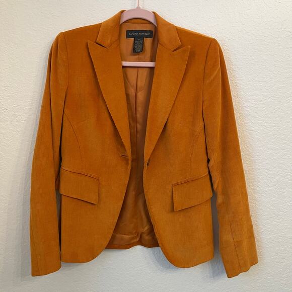 Vintage Banana Republic Corduroy Blazer Size 0 Pumpkin Orange Y2K - Picture 3 of 16